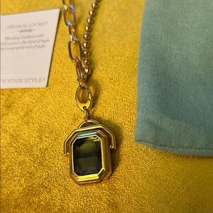 Spartina Vintage449 Gold Locket with Green Gem Retired. NWT
